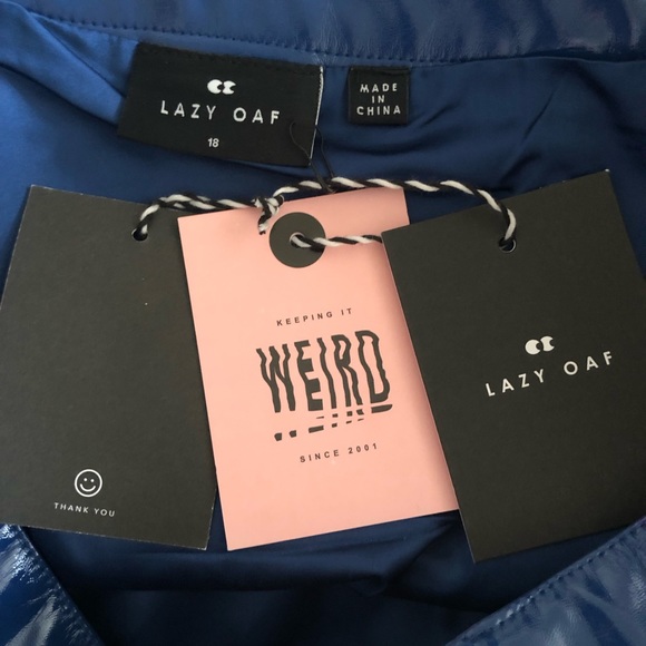 NWT Lazy Oaf Feeling Blue Vinyl Skirt Multi Zip Front Size US 18 Mini Skirt - Picture 12 of 16